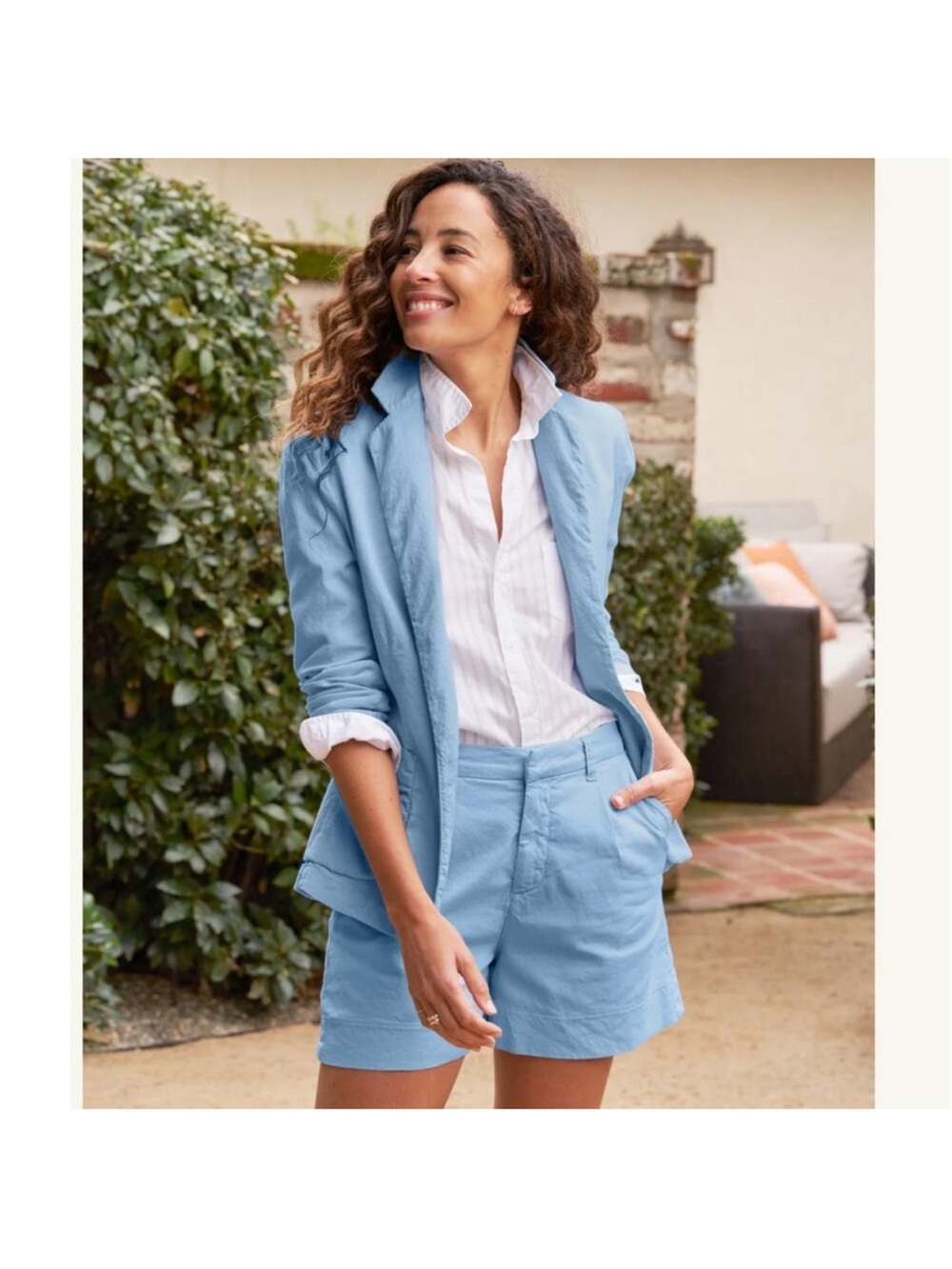 Frank & Eileen Dublin Linen Blazer in Hydrangea Blue XS NWT